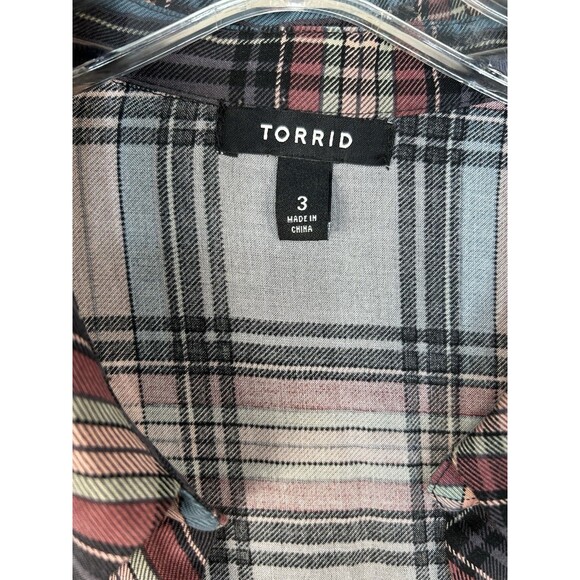 Torrid Plaid Shirt Cardigan Kimono Women's Size 3X Long Sleeve - Picture 8 of 9